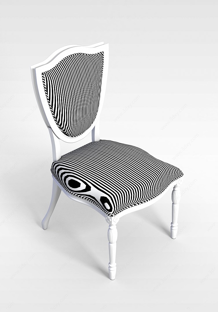 欧式布艺条纹椅3D模型