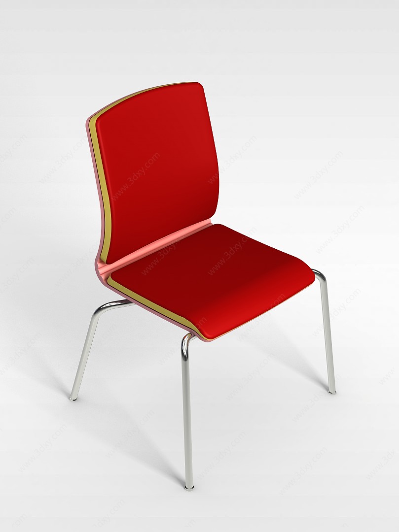 简约红色椅子3D模型
