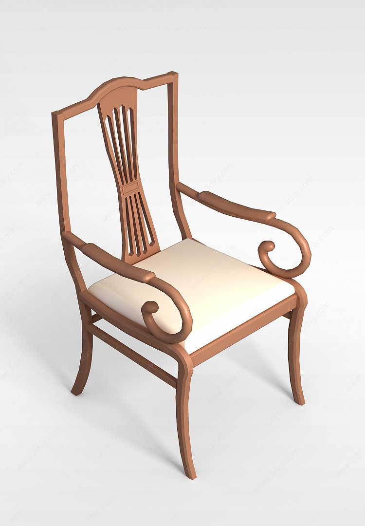 中式实木软座椅3D模型