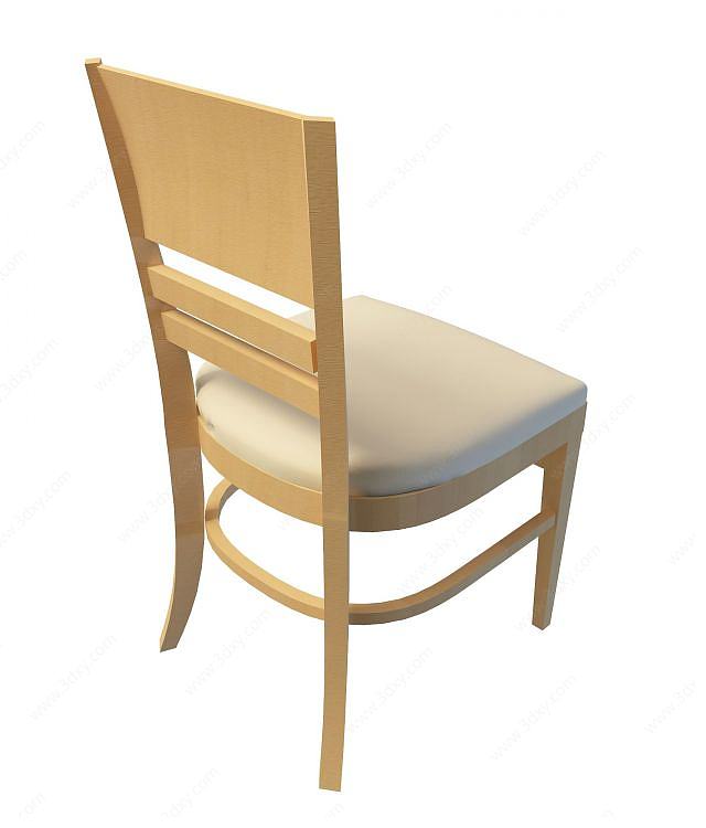 实木软座餐椅3D模型