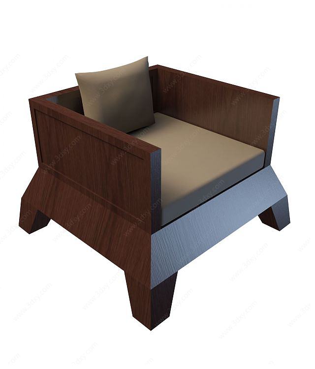 实木布艺沙发3D模型