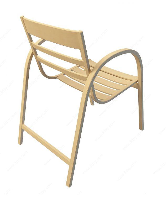 户外实木椅3D模型