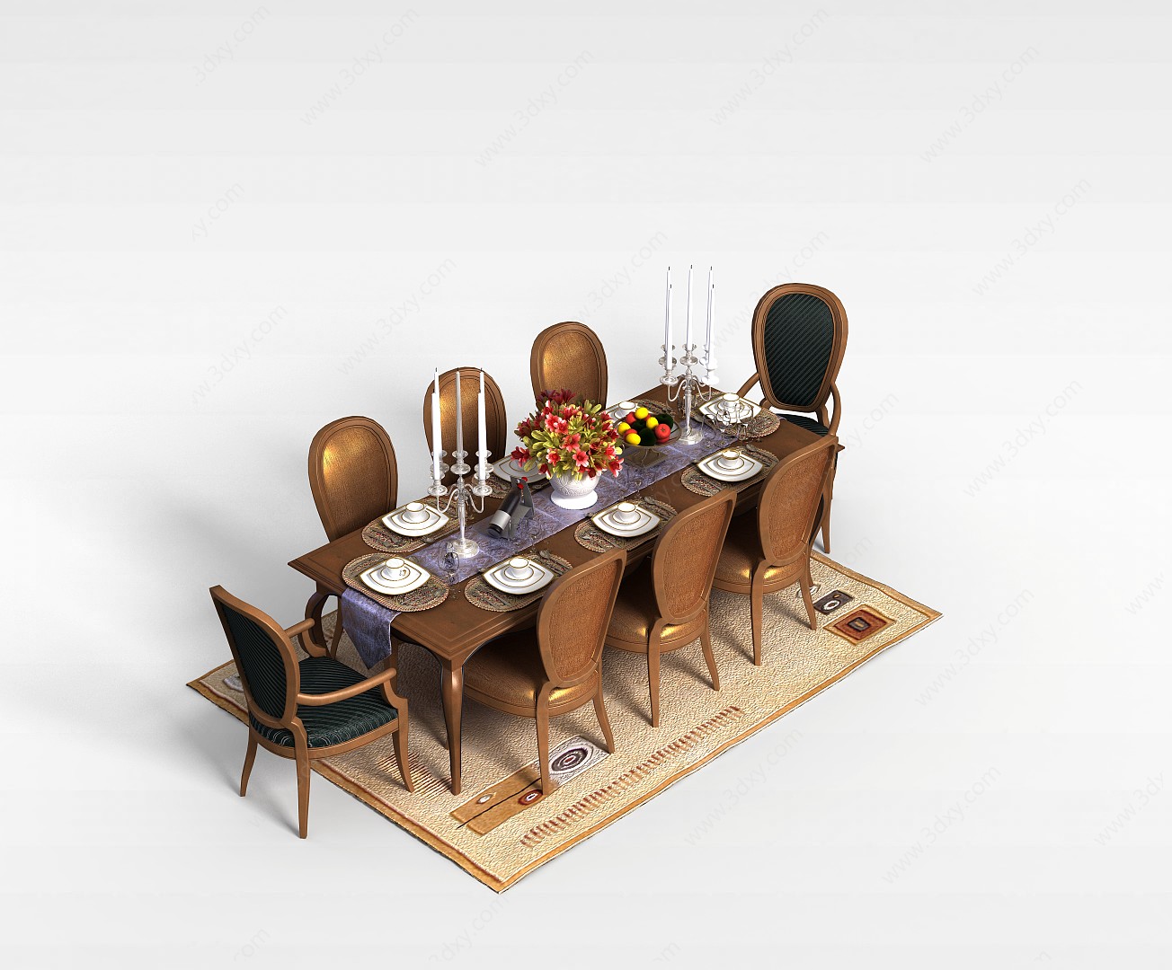 欧式田园餐桌3D模型