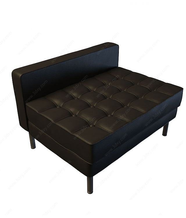 黑色拉扣沙发3D模型