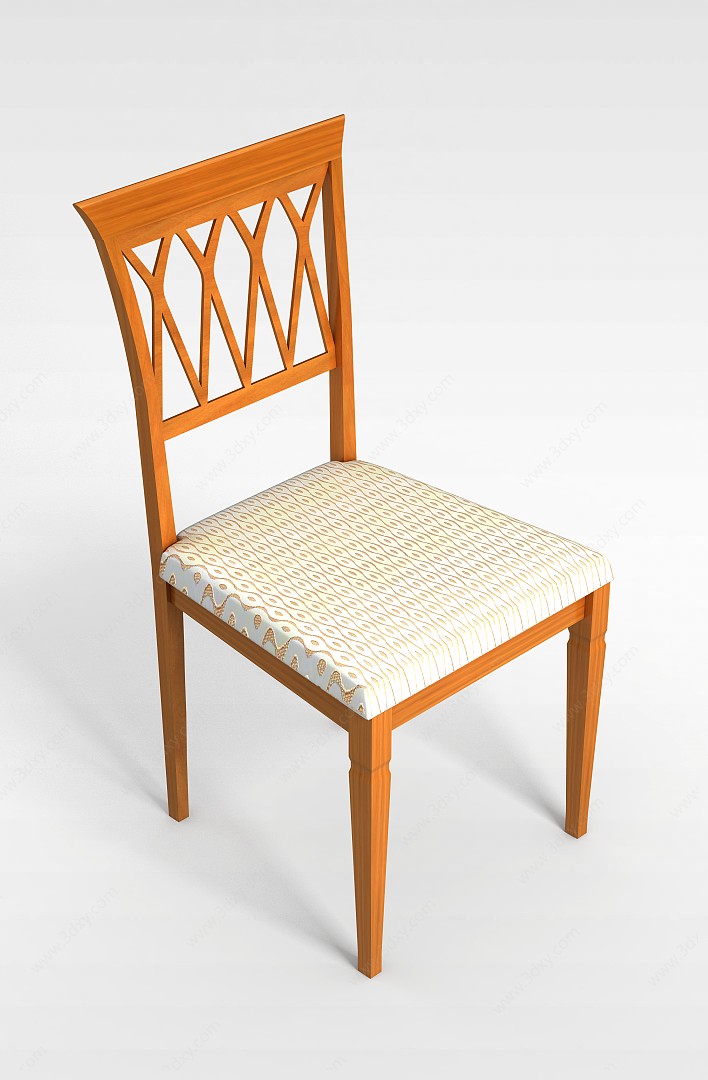 实木中式餐椅3D模型