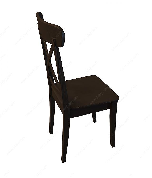 实木高背餐椅3D模型