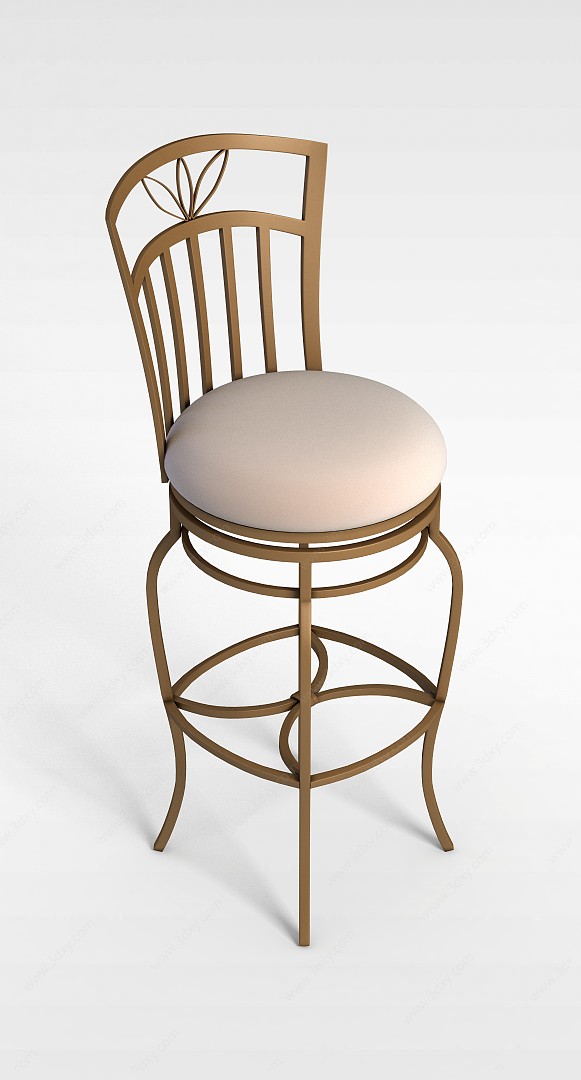欧式实木吧椅3D模型