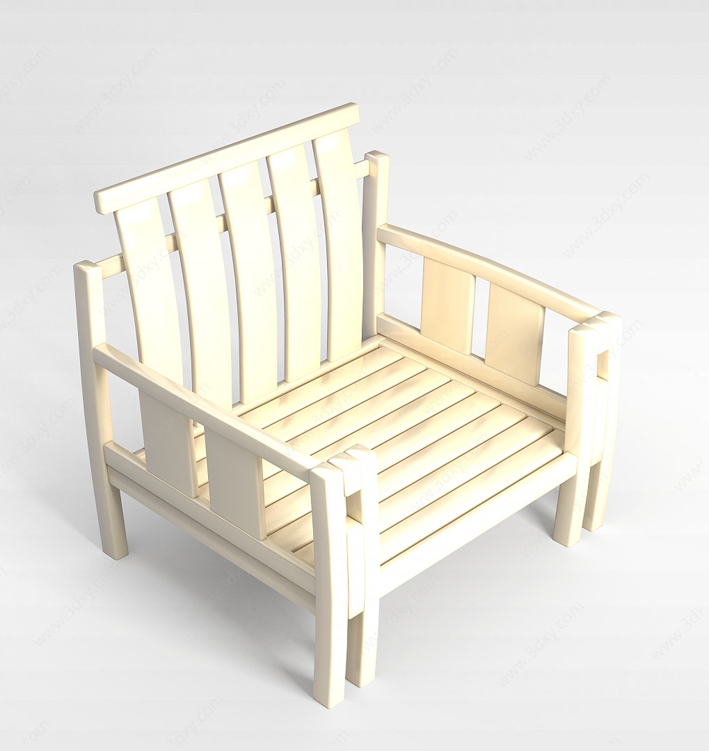 木质休闲椅3D模型