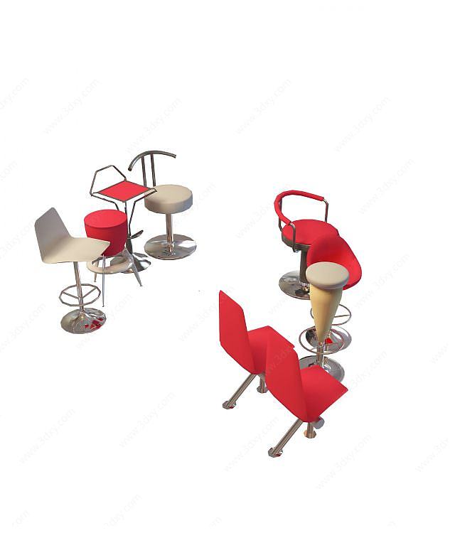 休闲椅组合3D模型