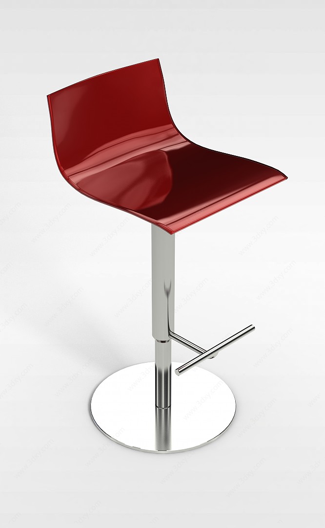 红色升降吧台椅3D模型