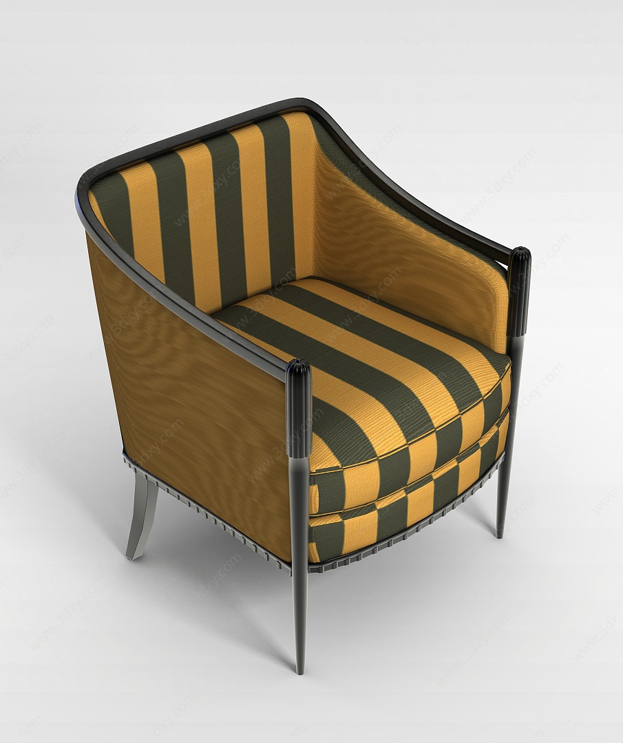 古典布艺沙发椅3D模型