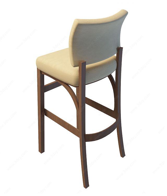 中式实木吧椅3D模型