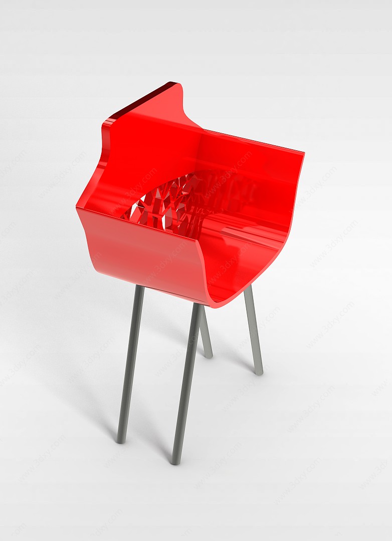 创意红色休闲椅3D模型