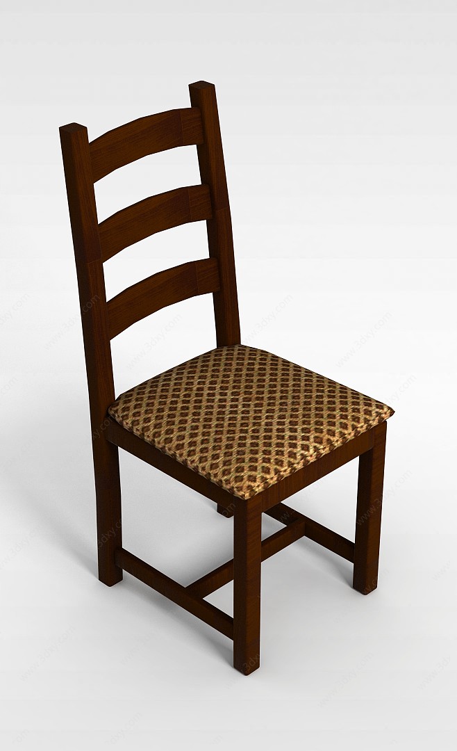 中式实木餐椅3D模型