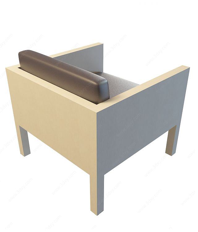 实木布艺休闲椅3D模型