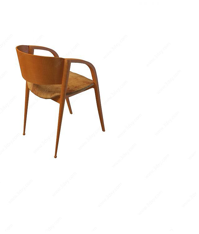 实木休闲椅3D模型