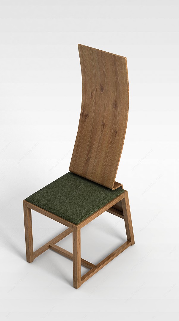 实木高背椅3D模型