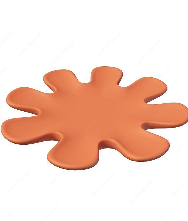 橘色花形杯垫3D模型