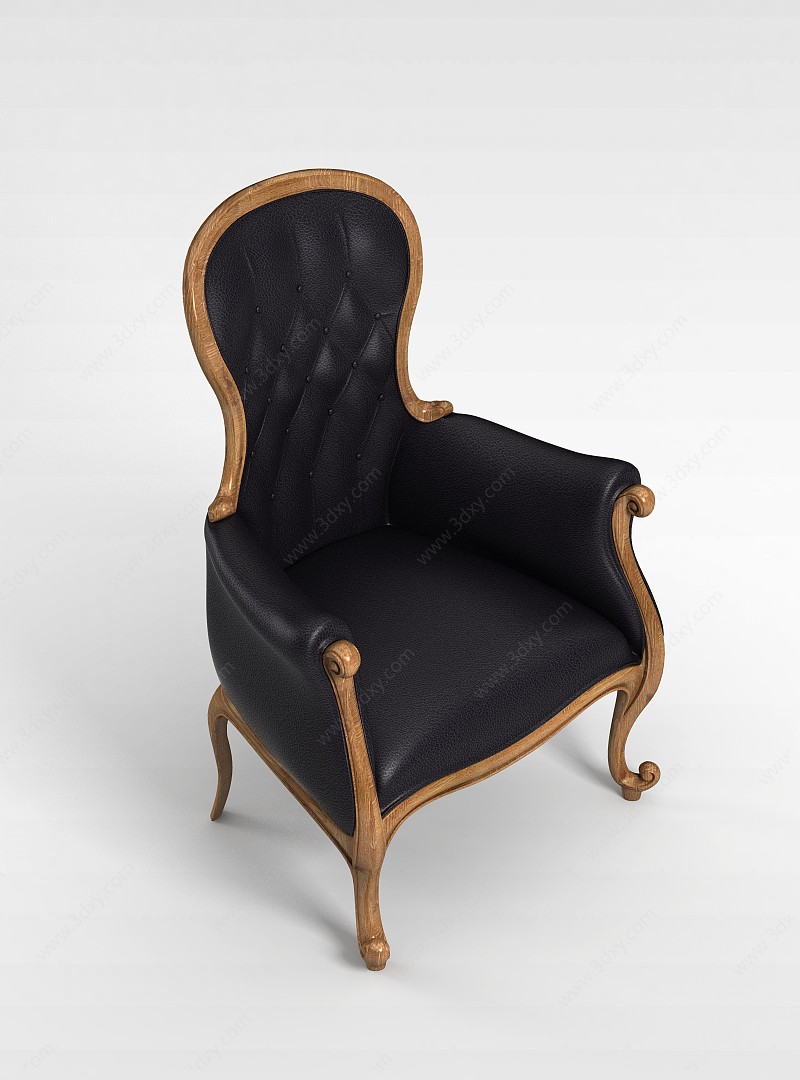 黑色拉扣扶手椅3D模型