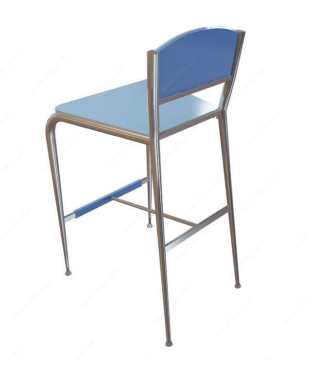 不锈钢四腿吧椅3D模型