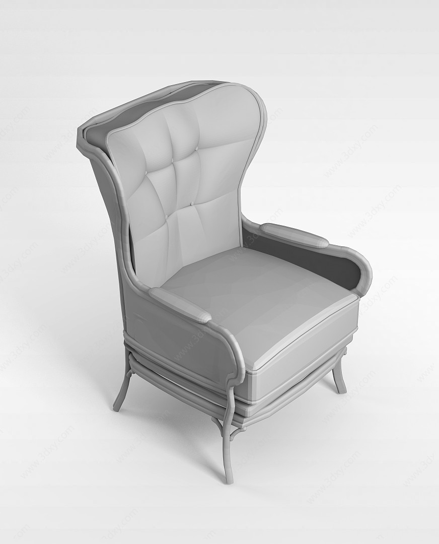 欧式真皮沙发椅3D模型