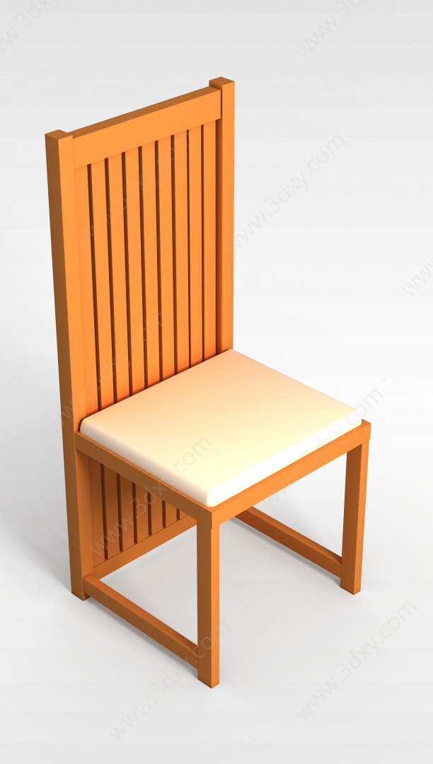 中式纯实木餐椅3D模型