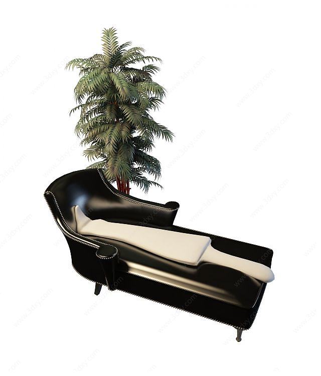 真皮休闲躺椅3D模型