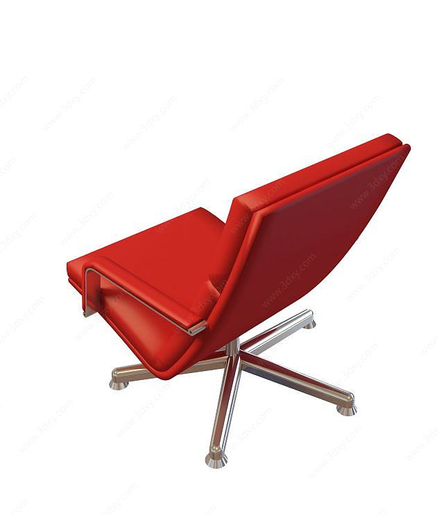 红色皮艺办公椅3D模型