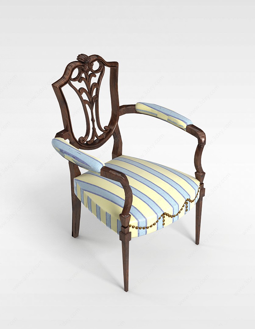 欧式实木雕花椅3D模型