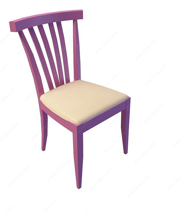 多彩实木椅3D模型