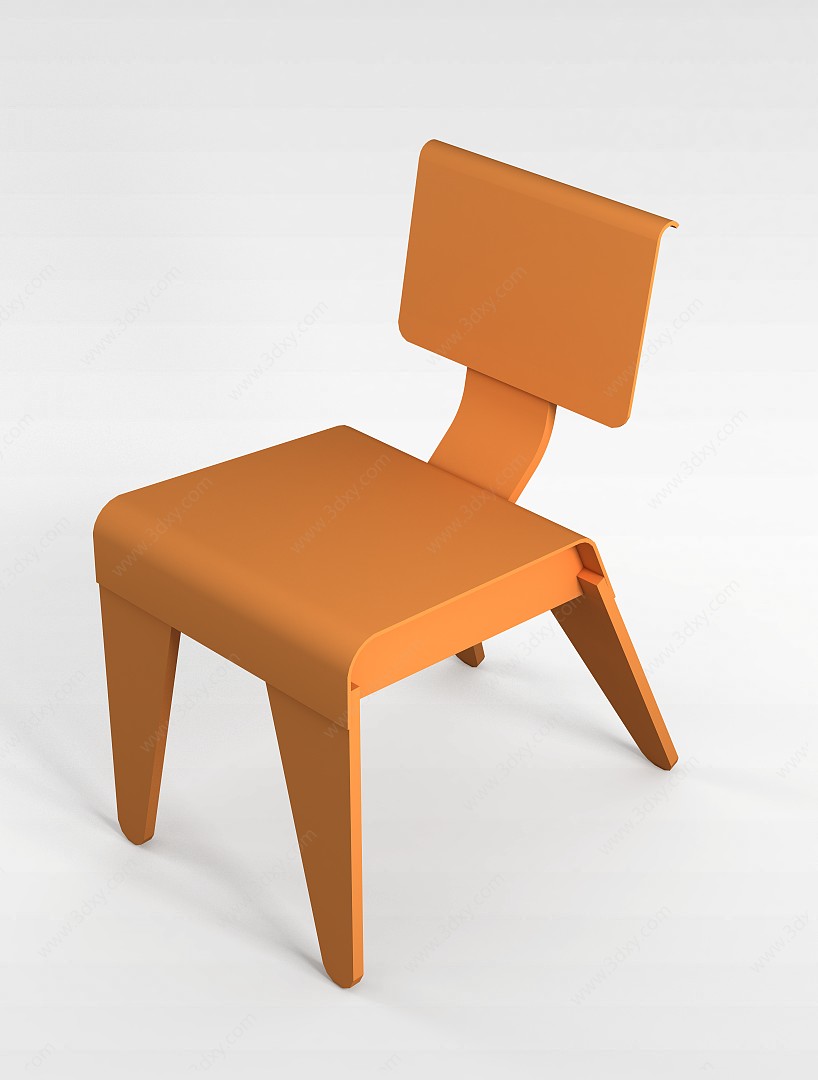 中式木板椅3D模型