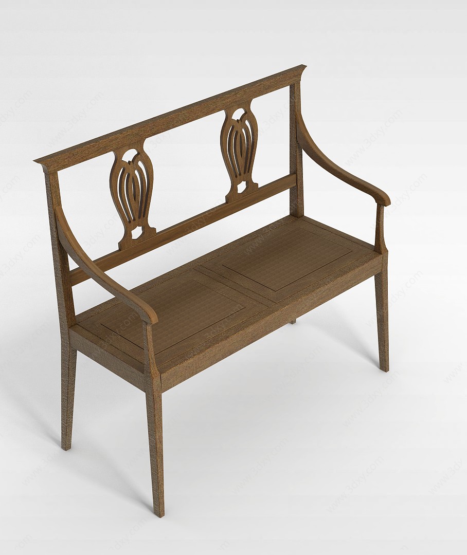 实木长椅3D模型