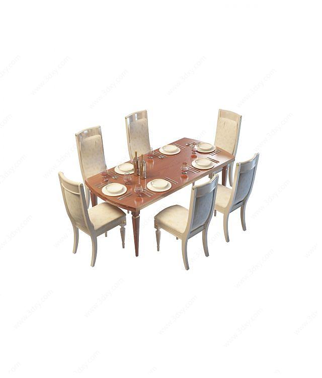 欧式餐桌3D模型