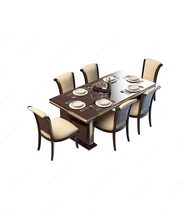 豪华餐桌椅3D模型