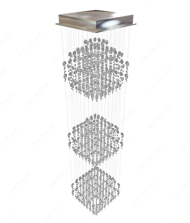 现代水晶帘吊灯3D模型