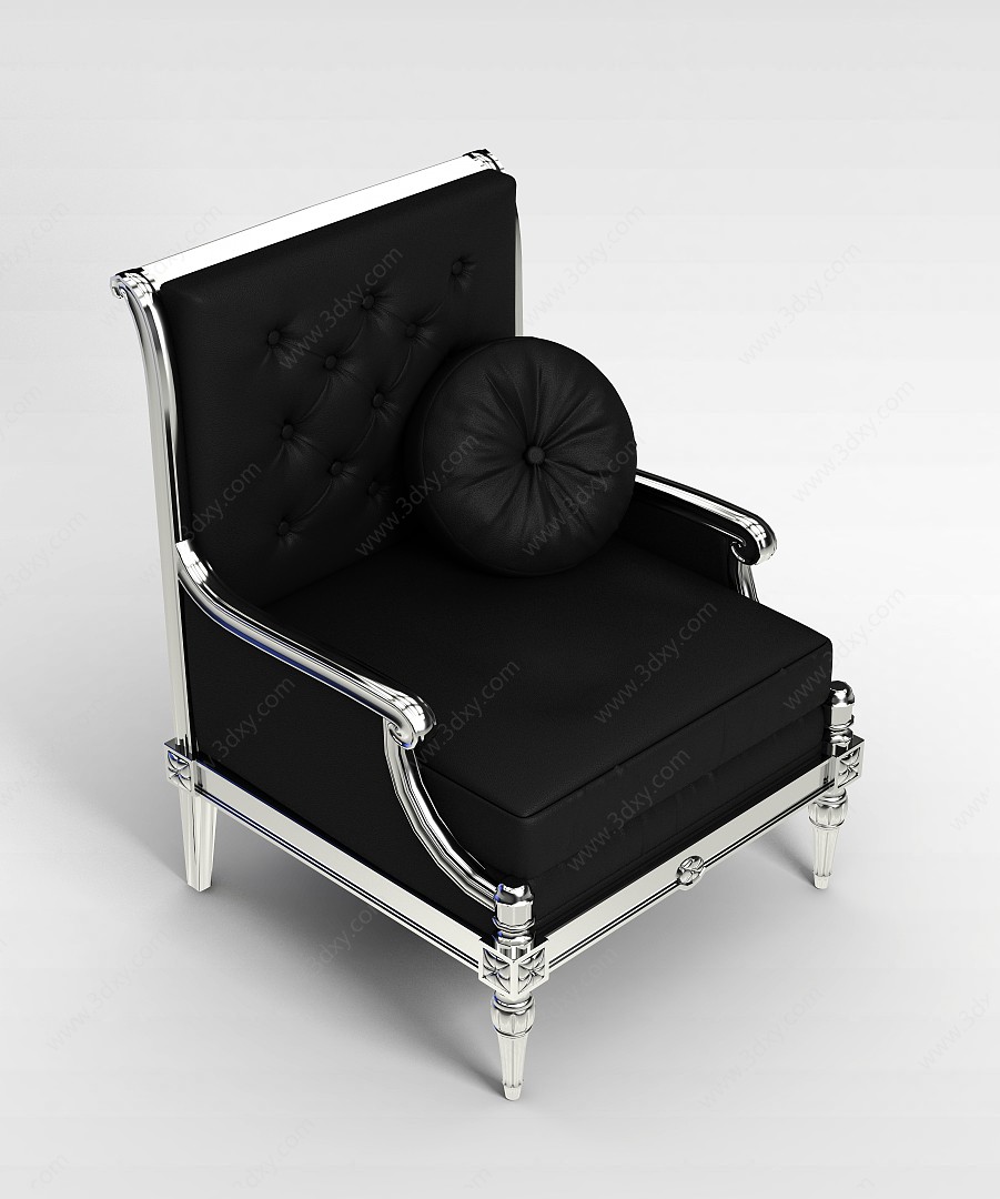 欧式精品黑皮沙发椅3D模型