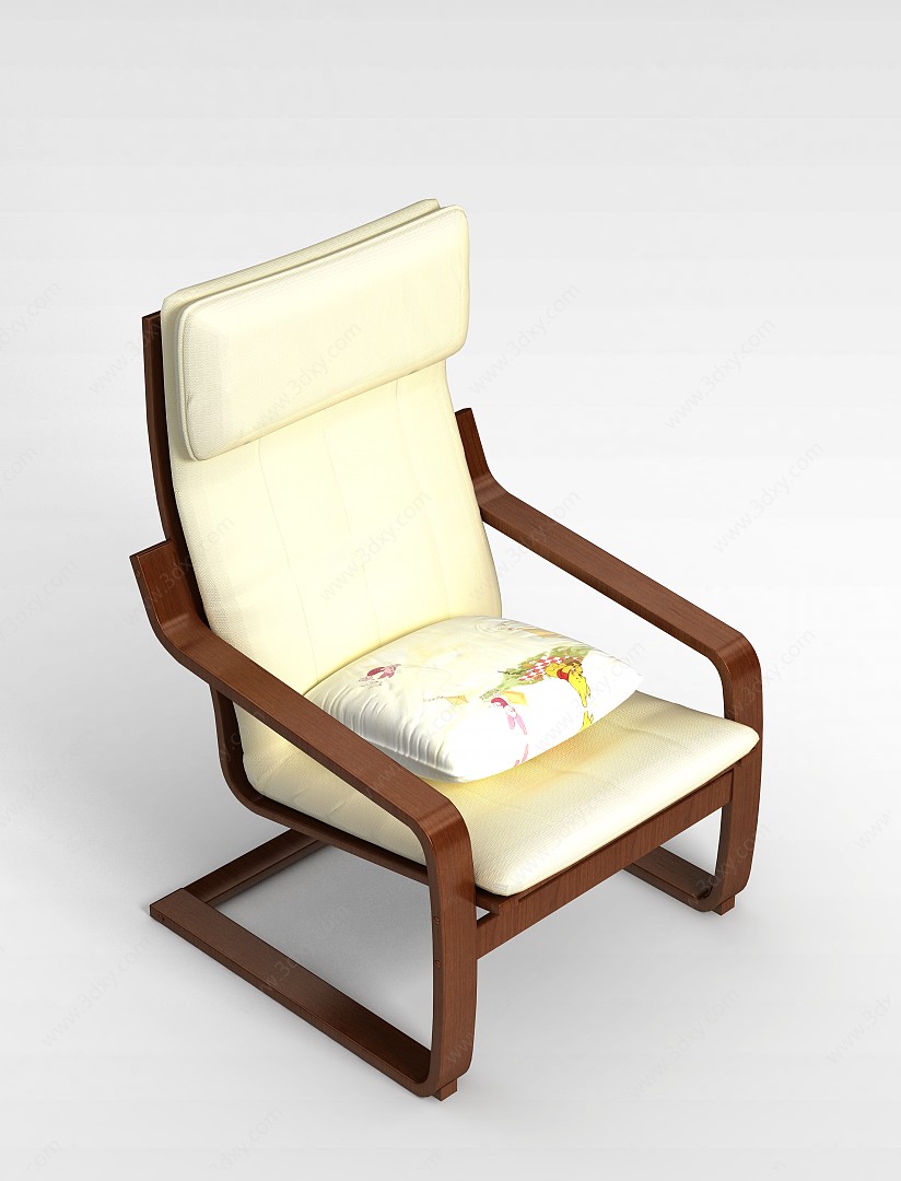 实木扶手椅3D模型