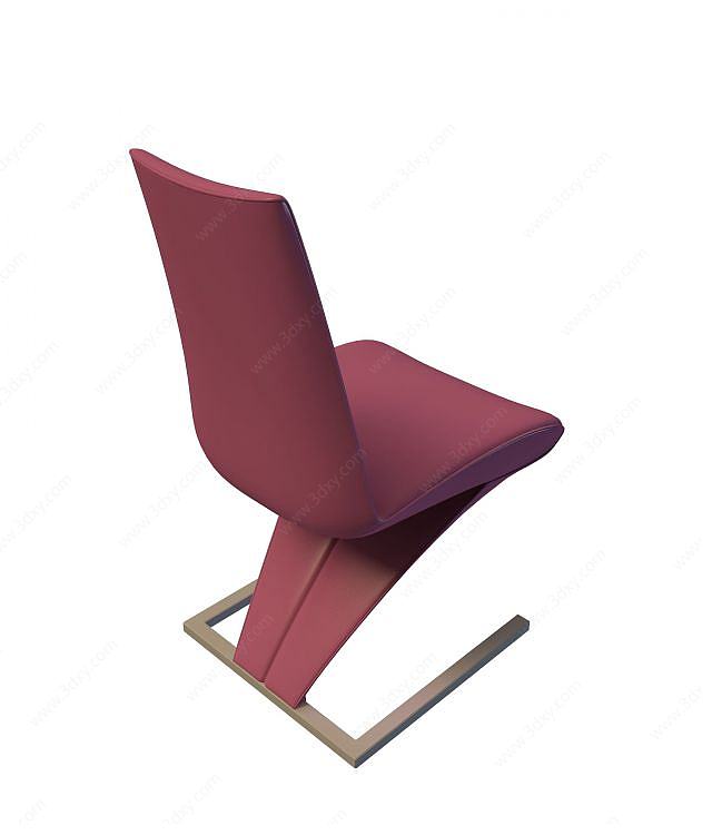 酒红色椅子3D模型