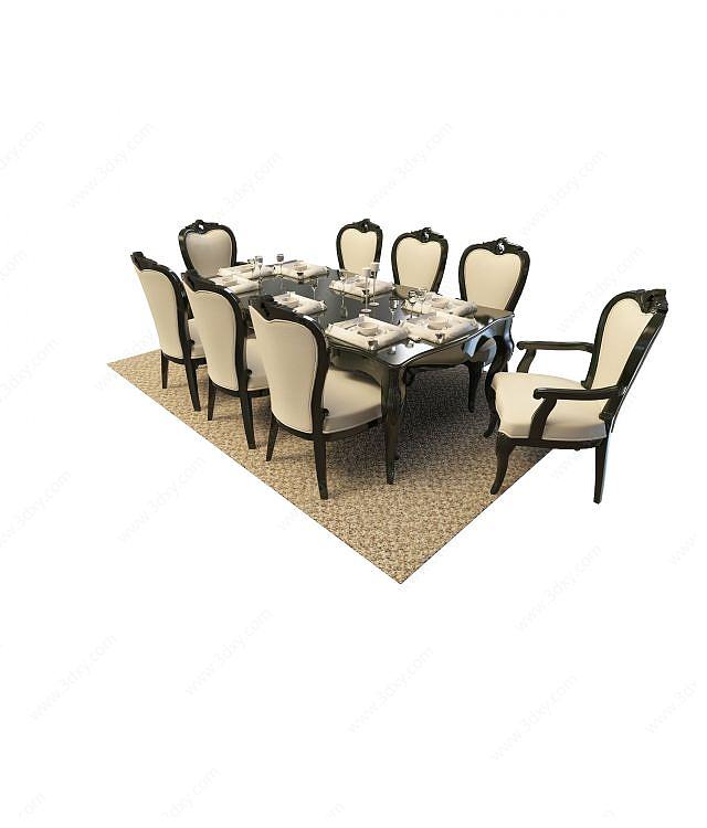 酒店桌椅组合3D模型