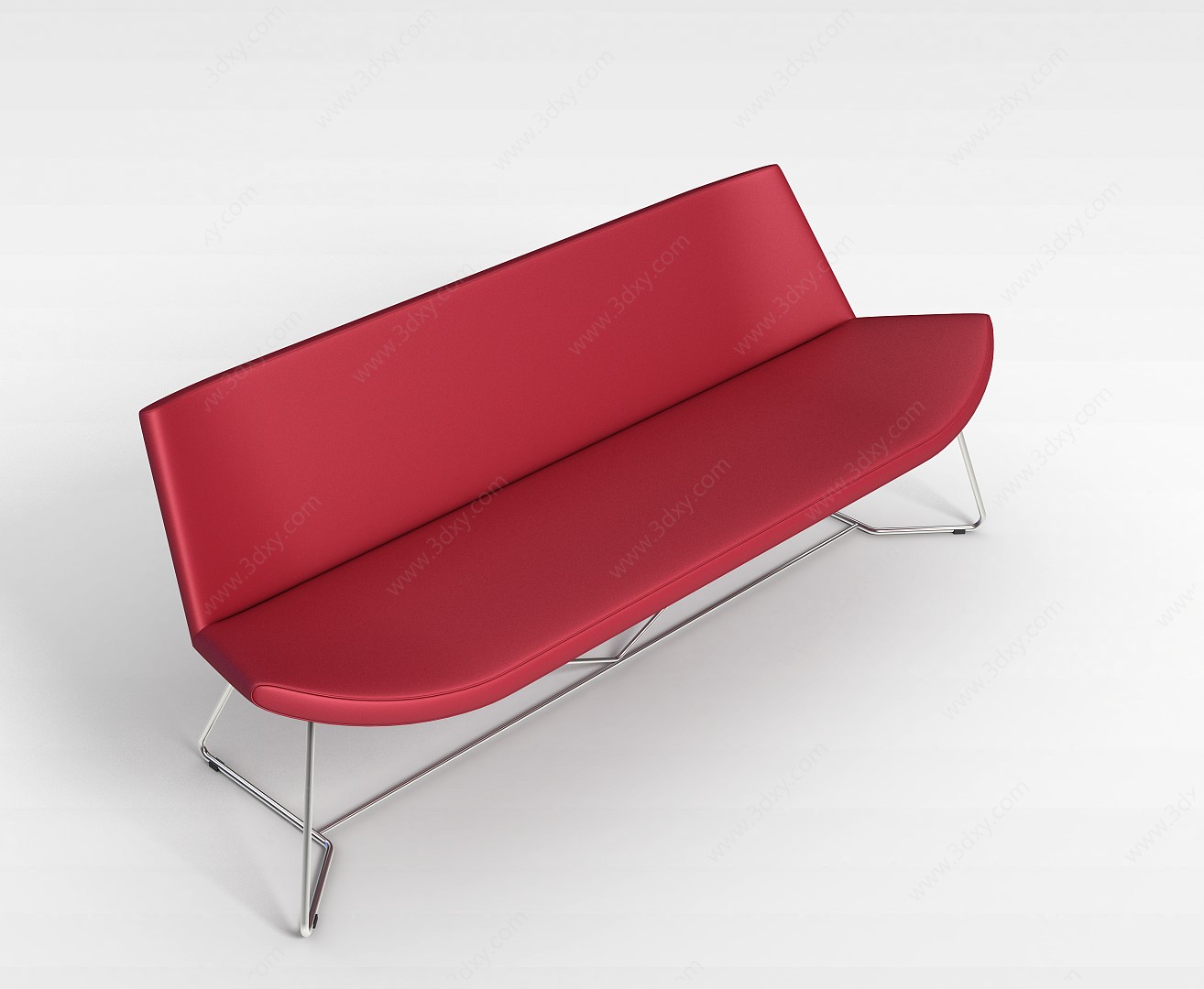 红色皮质沙发椅3D模型