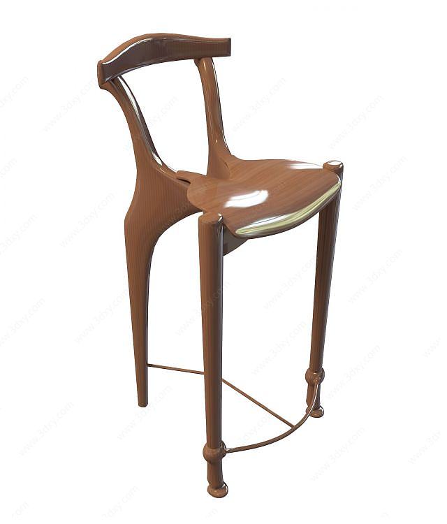 实木艺术吧椅3D模型