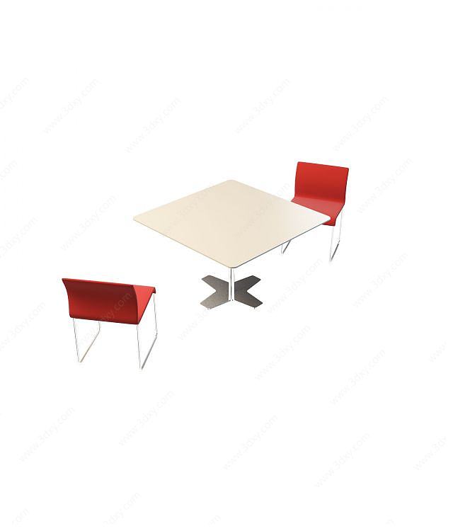 双人休闲桌椅3D模型