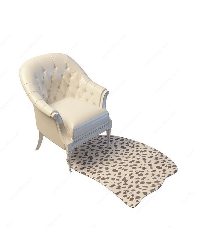 白色皮质沙发椅3D模型