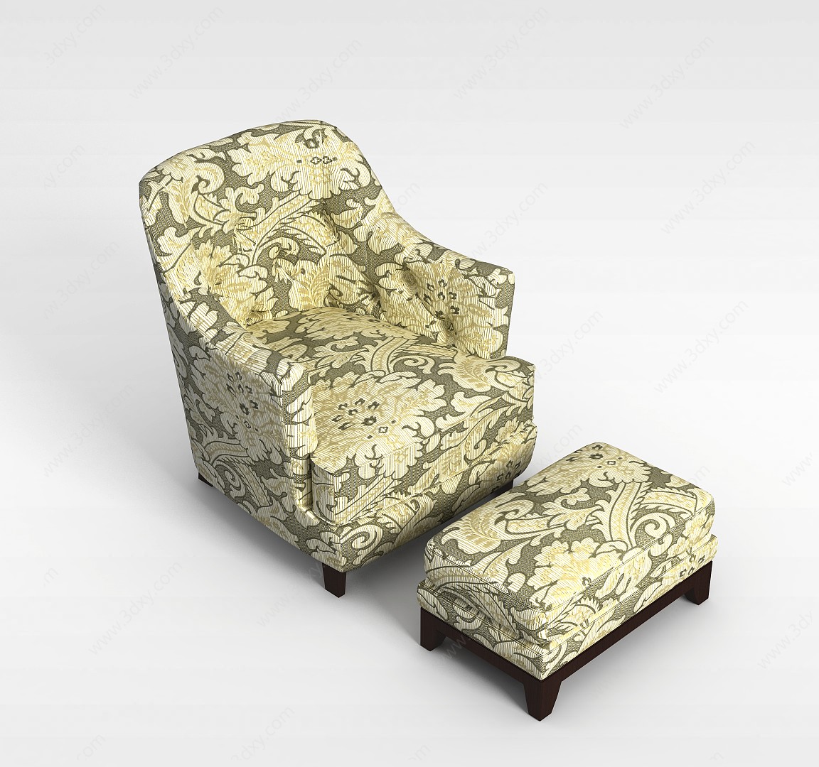 印花布艺沙发椅3D模型