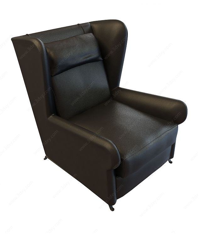 简约皮质沙发椅3D模型