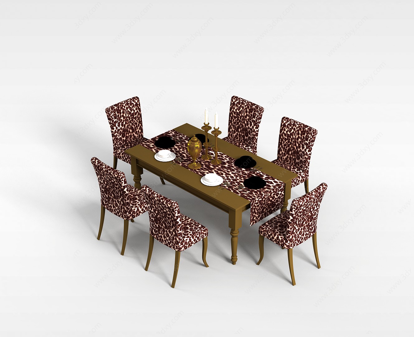 豹纹餐桌3D模型