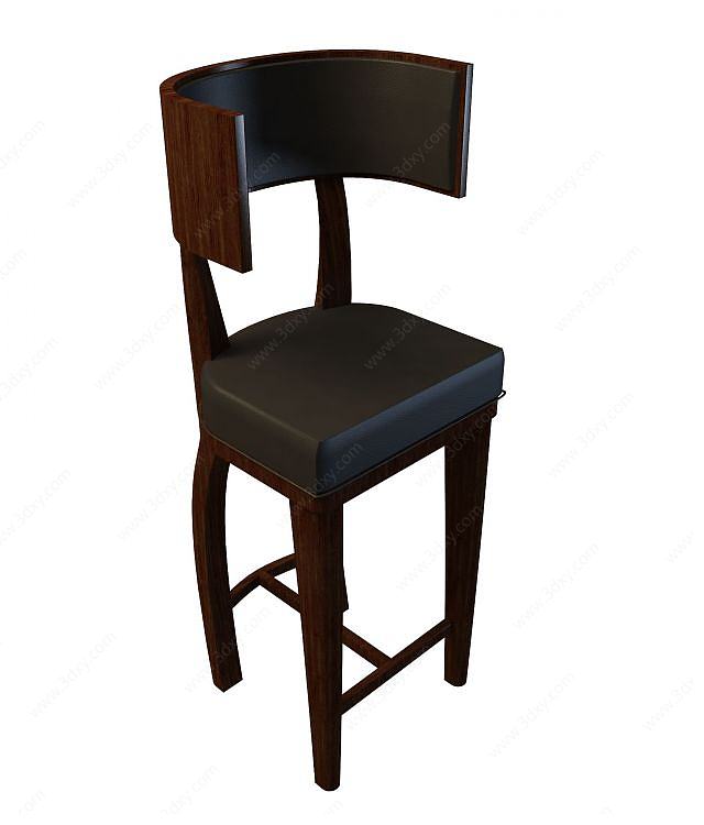 实木吧椅3D模型