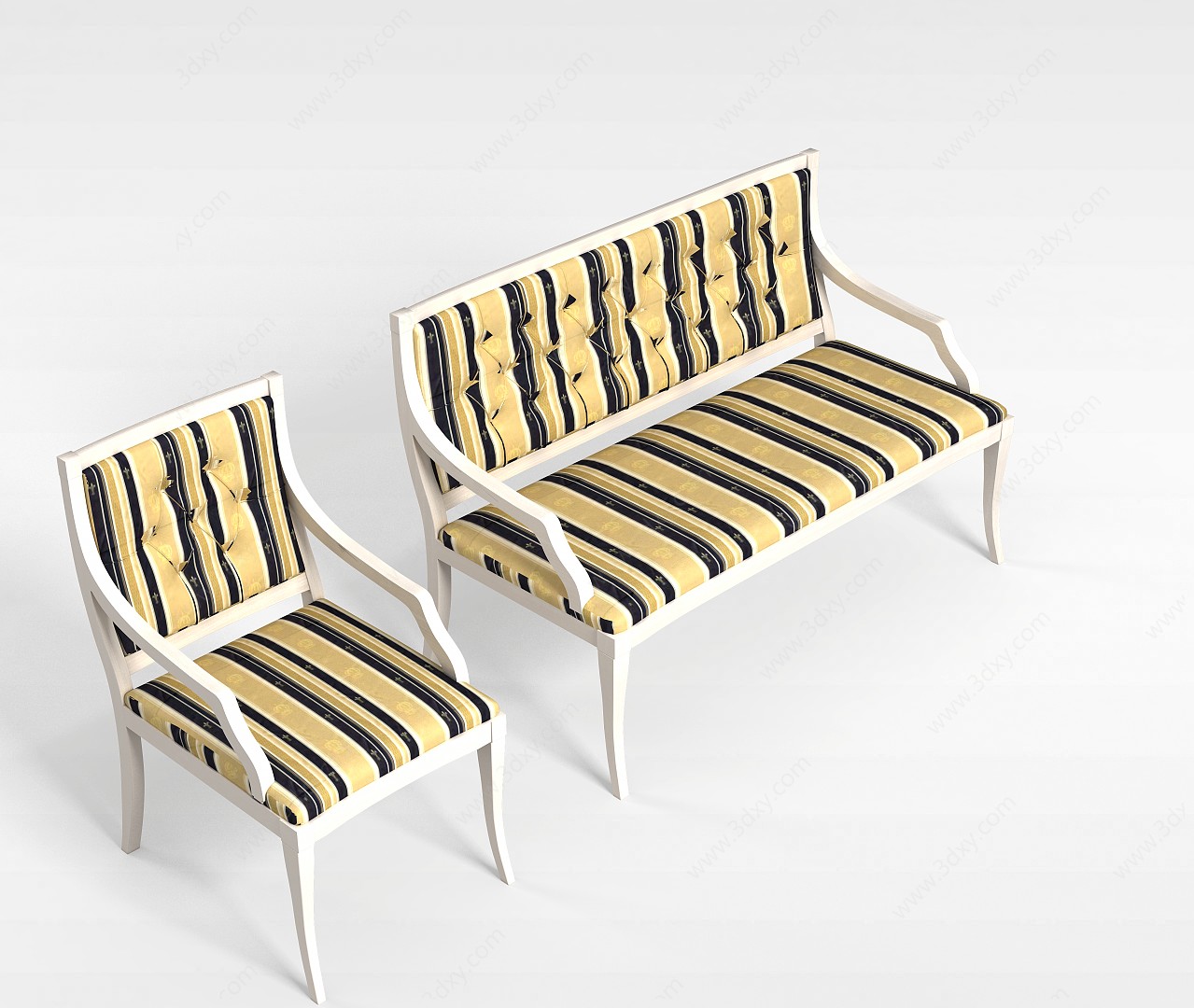 条纹沙发椅3D模型