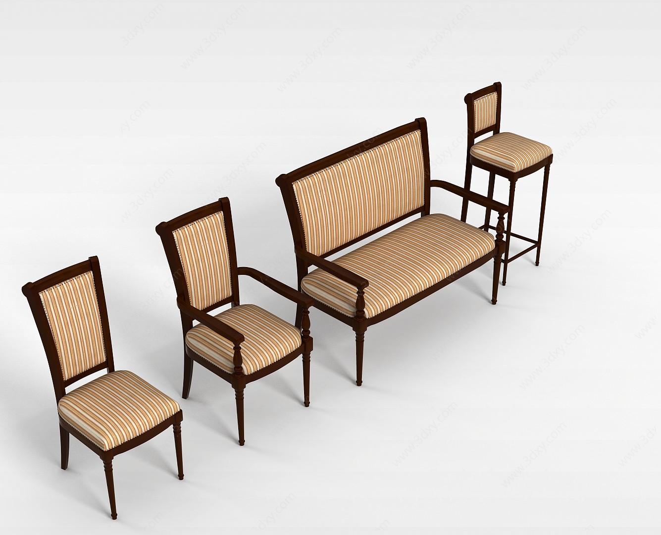 中式座椅组合3D模型