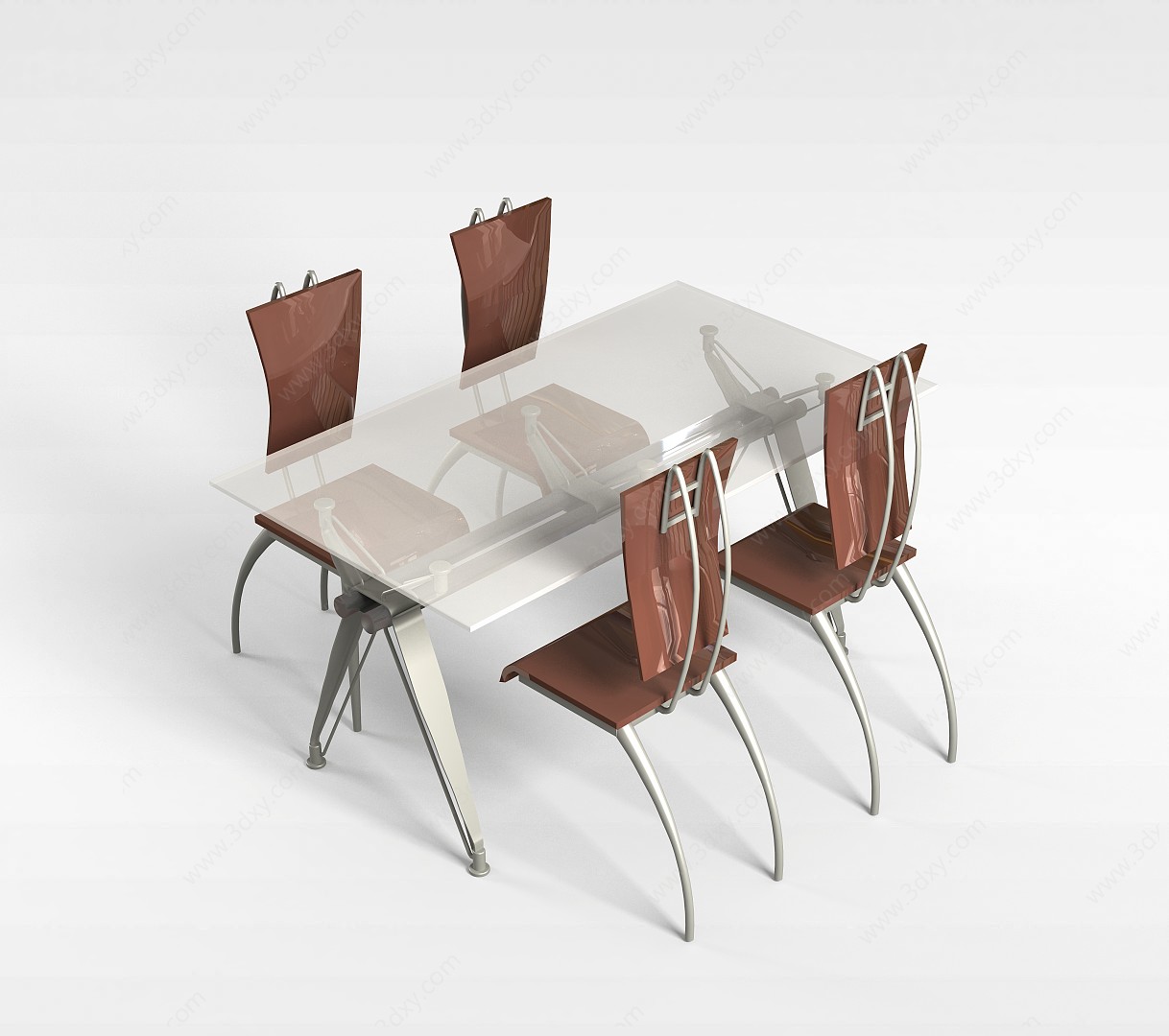 钢化玻璃餐桌椅3D模型